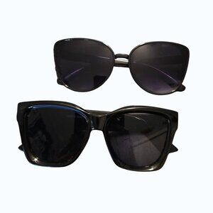 Two Black Sunglasses - Cat Eye & Oversized Square